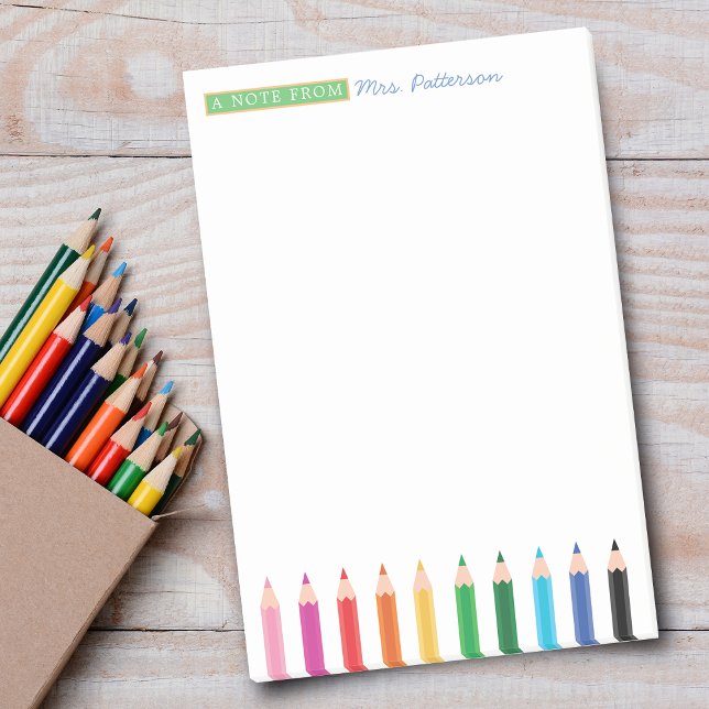 Lehrer Personalisierte Farbstift-Post IT-Notizen Post-it Klebezettel (Von Creator hochgeladen)