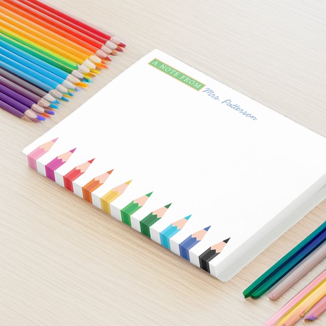 Lehrer Personalisierte Farbstift-Post IT-Notizen Post-it Klebezettel (Teacher Personalized Color Pencil Post It Notes)