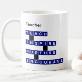 Lehrer Personalisierte Namenswerte Blaue Kachel Kaffeetasse