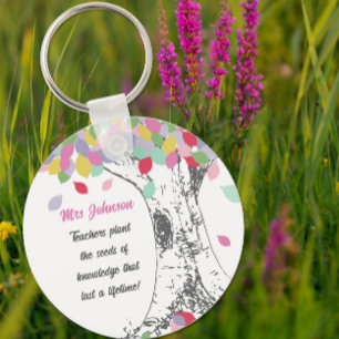 Lehrer Pflanze der Samen des Wissens Regenbogenbau Schlüsselanhänger