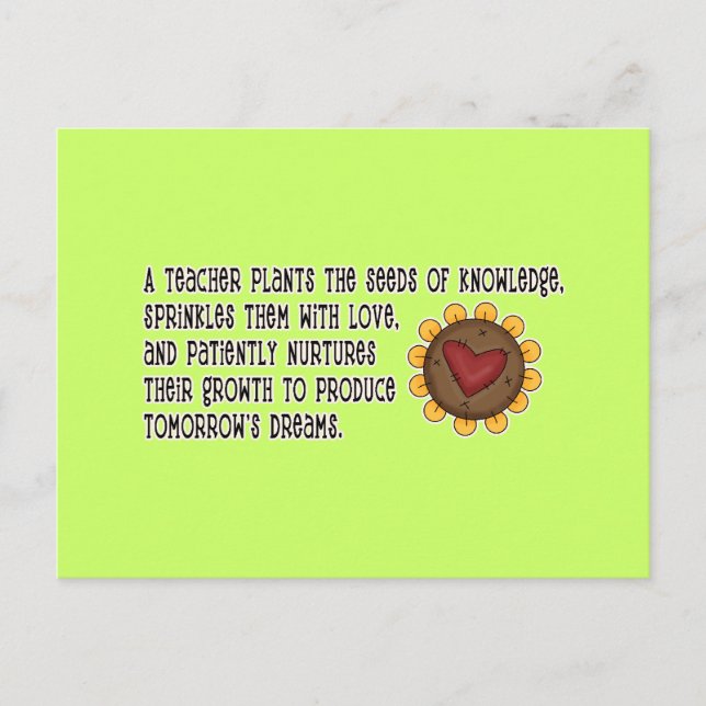 Lehrer Pflanze Samen Tshirts und Geschenke Postkarte (Vorderseite)