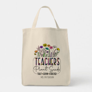 Lehrer pflanzen Samen Floral personalisierter Name Tragetasche