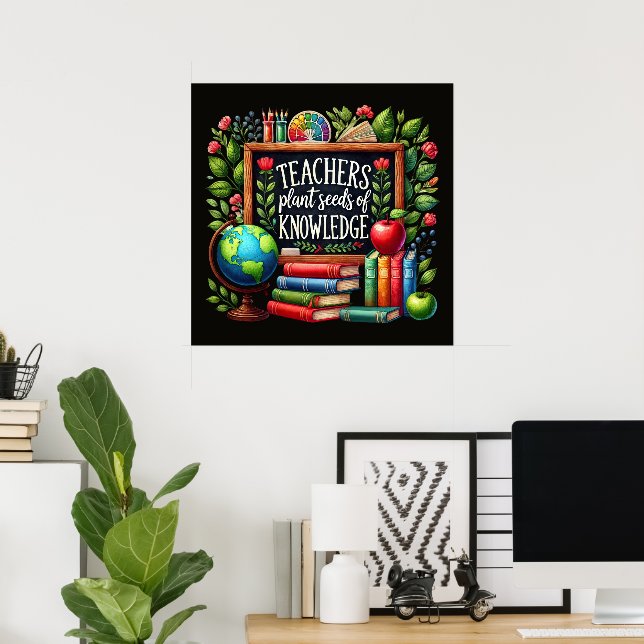 Lehrer pflanzen Samen Freundlichkeit Wortkunst  Poster (Heimbüro)