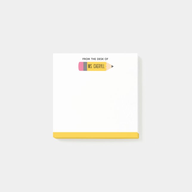 Lehrer Post IT Notes - Stift Personalisiert Post-it Klebezettel (Vorderseite)