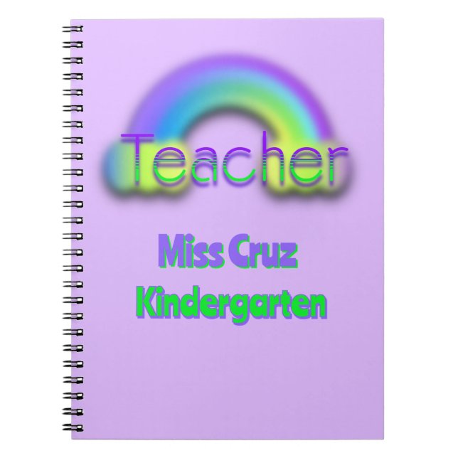 Lehrer Rainbow Name & Grade Spiral Foto Notebook Notizblock (Vorderseite)
