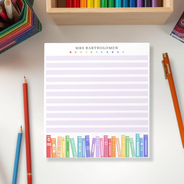 Lehrer-Regenbogen-Farben-Bücher Maßgeschneidert Notizblock (Von Creator hochgeladen)