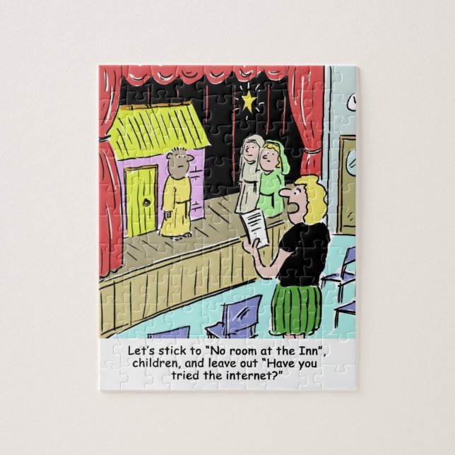 Lehrer Rehearsing Nativplay Cartoon Puzzle (Vertikal)