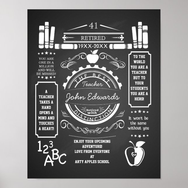 Lehrer Rente danke Ihnen verlassend Apfel Poster (Vorne)