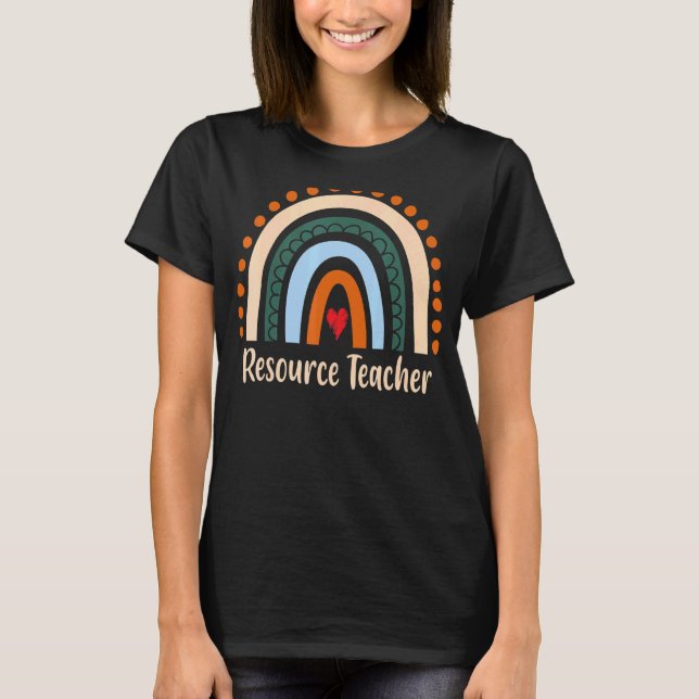 Lehrer-Ressource Boho Regenbogen Abschluss danke T-Shirt (Vorderseite)