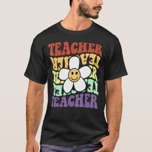 Lehrer Retro Sonnenblume Smiley Gesicht Zurück zur T-Shirt