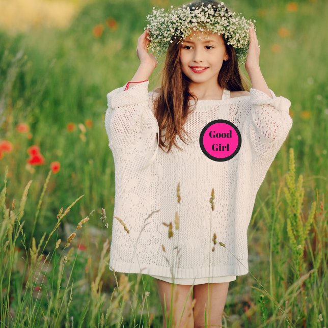 Lehrer Rosa und Schwarz Gutes Mädchen Runder Aufkleber (Von Creator hochgeladen)