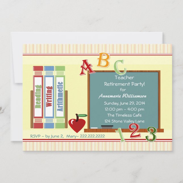 Lehrer-Ruhestands-Tafel-Einladung Einladung (Vorderseite)