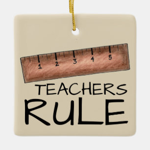 LEHRER RULE School Teacher Wooden Ruller Klasse Keramikornament