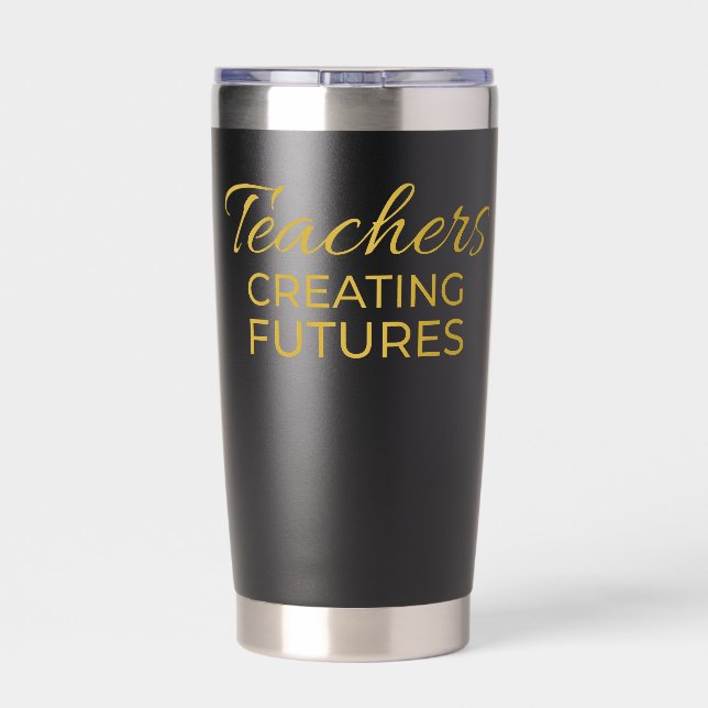 Lehrer schaffen Zukunft Schwarz Gold Motivierend  Thermobecher (Rückseite)