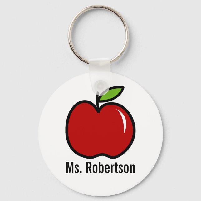 Lehrer Schlüsselanhänger mit rotem Apfeldesign (Vorderseite)