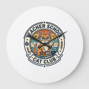 Lehrer Schule Katze Niedliche Katze Design - Lehre Große Wanduhr
