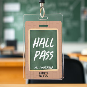 Lehrer Schüler Badezimmer Halle Pass Kreidetafel Ausweis