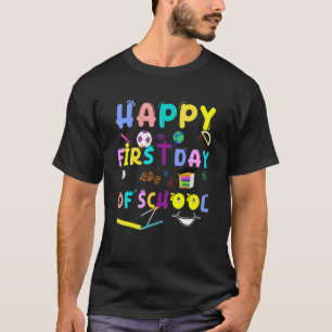 Lehrer Schüler Glücklich Erster Schultag & Zurück T-Shirt