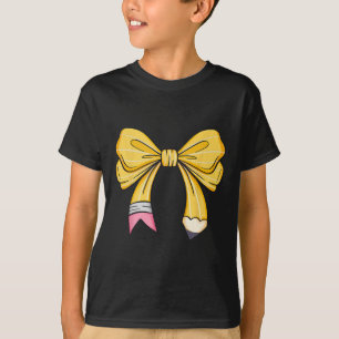 Lehrer Schüler Kokette Bogen Bleistift Erster Tag T-Shirt