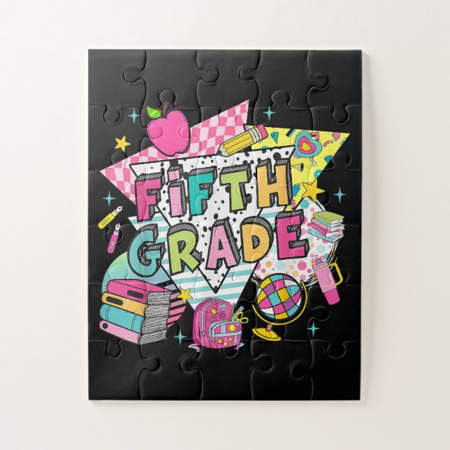 Lehrer Schüler Retro 90er Zurück zur Schule Puzzle (Vertikal)