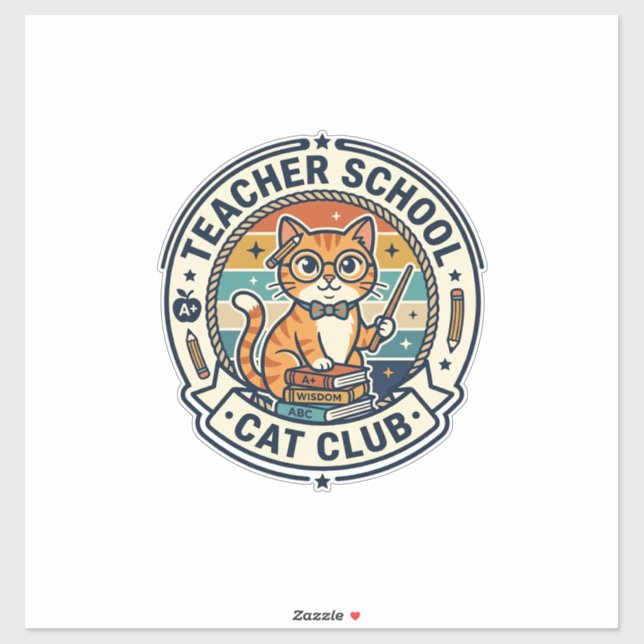 Lehrer Schulkatze Süße Kitty Design - Lehrer Schul Aufkleber (Blatt)