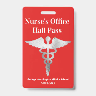 Lehrer-Schulkrankenschwester-Hall-Pass-Abzeichen Ausweis