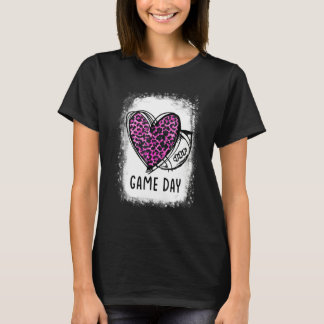 Lehrer-Spaß-Spieltag mit rosa Leopard-Herz-Fußball T-Shirt