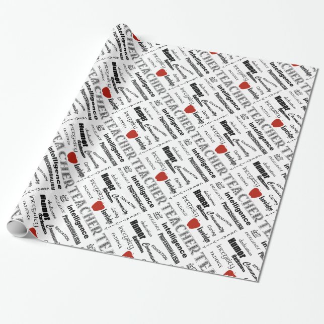 Lehrer-Stolz+Rotes Apple/Text-Entwurf Geschenkpapier (Ungerollt)