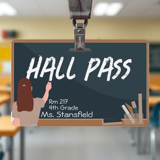 Lehrer Student Chalkboard Klassenzimmer Pass Ausweis (Teacher Student Chalkboard Classroom Hall Pass Badge
)
