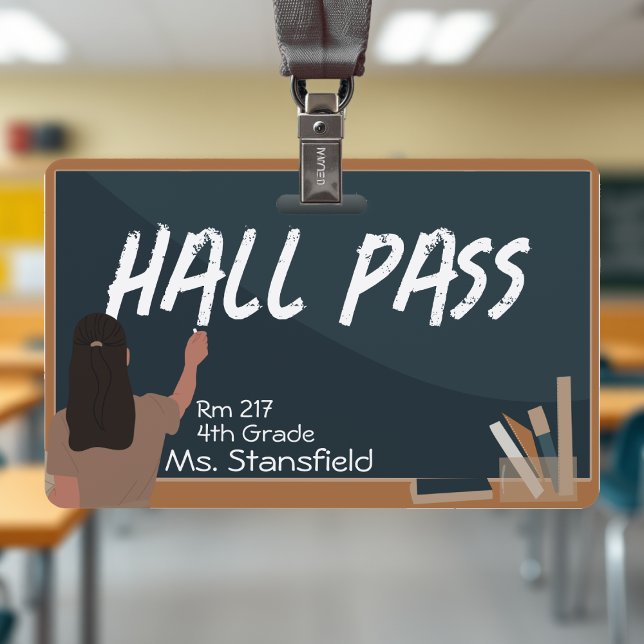 Lehrer Student Chalkboard Klassenzimmer Pass Ausweis (Teacher Student Chalkboard Classroom Hall Pass Badge
)