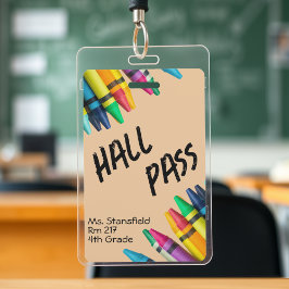 Lehrer Student Crayon Class Bad Hall Pass Ausweis