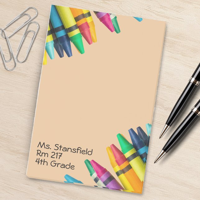 Lehrer Student Crayon Grundschule Klassenzimmer Post-it Klebezettel (tan brown teacher crayon notepad)