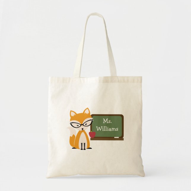 Lehrer-Tasche - Fox an der Tafel Tragetasche (Vorne)