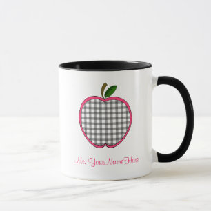 Lehrer-Tasse - Holzkohlen-Gingham Apple Tasse