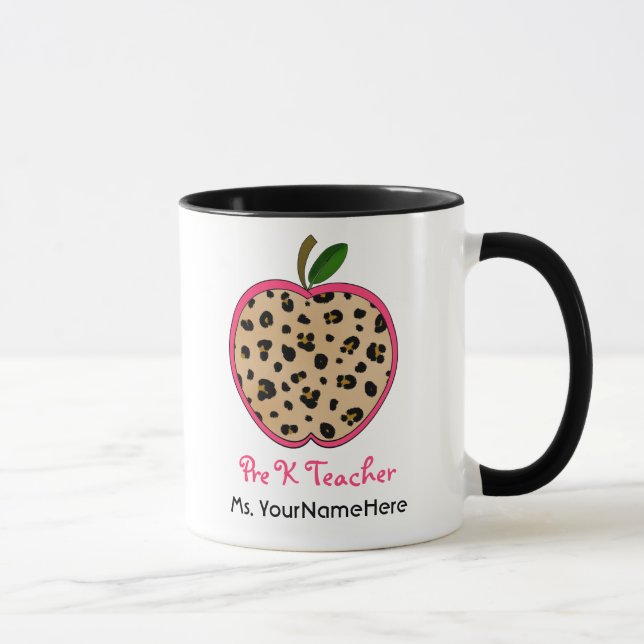 Lehrer-Tasse Leopard-Druck-Apples vor K Tasse (Rechts)