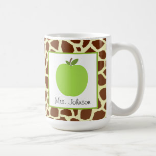 Lehrer-Tassen-Grün-Apple-Giraffen-Druck Kaffeetasse