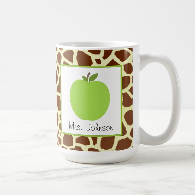 Lehrer-Tassen-Grün-Apple-Giraffen-Druck Kaffeetasse (Rechts)