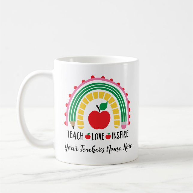 Lehrer Teach-Liebe Inspiriere anpassbare Kaffeetasse (Links)