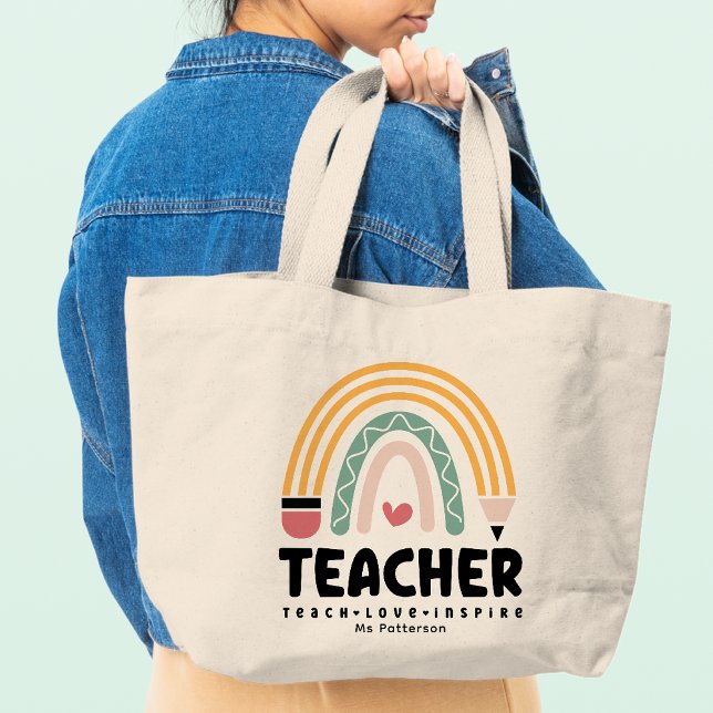 Lehrer Teach Liebe Inspirierte Rainbow Personalisi Jumbo Stoffbeutel (Von Creator hochgeladen)