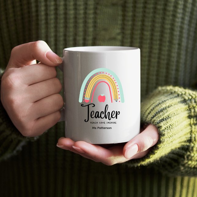 Lehrer Teach Liebe Inspirierte Rainbow Personalisi Kaffeetasse (Von Creator hochgeladen)