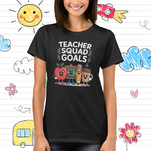 Lehrer-Team-Ziele Süße Schulmaterialien Cartoon T-Shirt