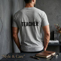 LEHRER Text Graues T-Shirt mit Aufdruck auf der Rü