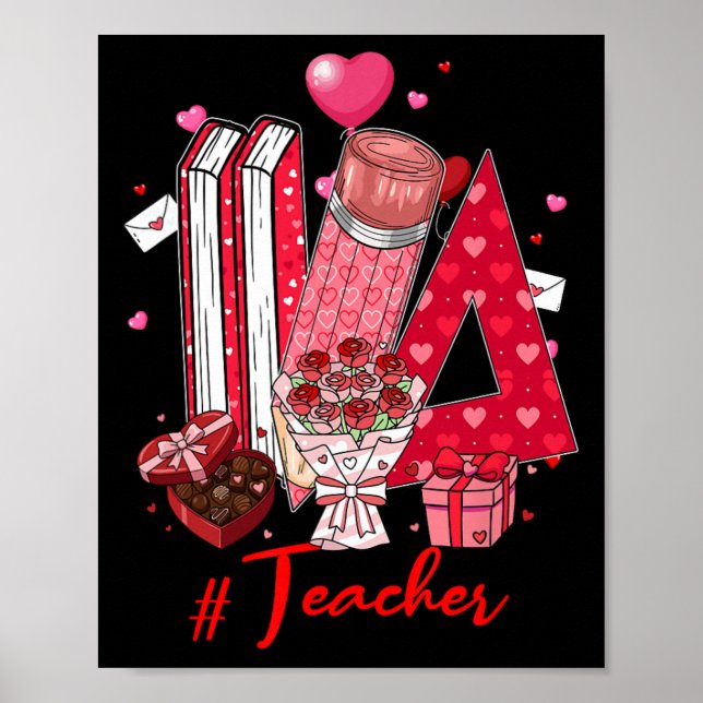 Lehrer-Tools Herzen Blumen Valentinstag-Witz  Poster (Vorne)