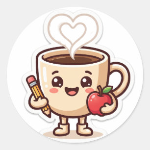 Lehrer-Treibstoff-Kaffee-Aufkleber Runder Aufkleber