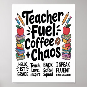 Lehrer-Treibstoff-Kaffee-Chaos Lustiger Zurück-zur Poster