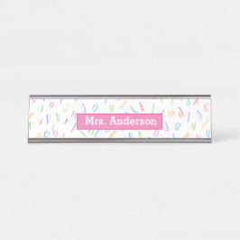 Lehrer / Tutor - Niedliches Alphabet Muster  Schreibtischnamensplakette