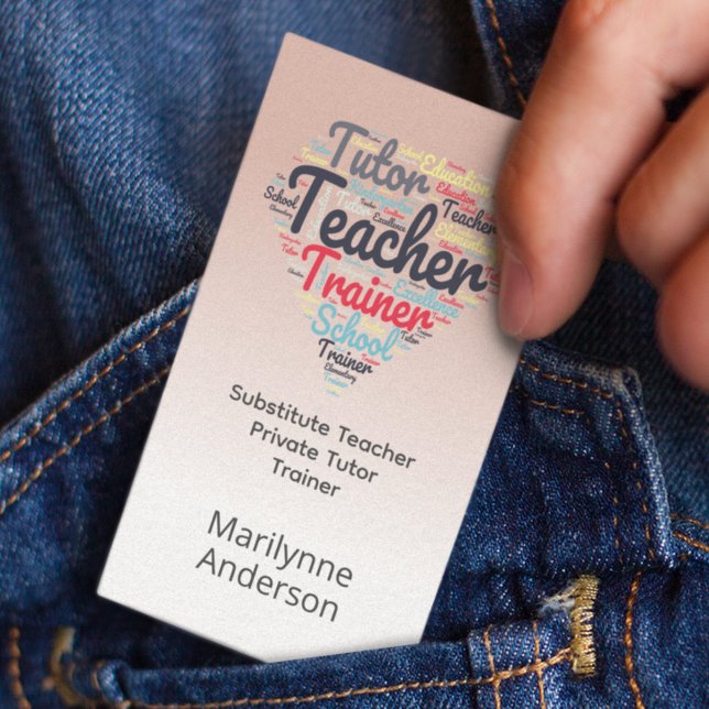 Lehrer Tutor Pink Word Cloud Visitenkarte (Von Creator hochgeladen)