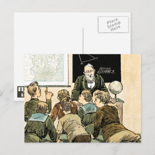 Lehrer und Studenten. Vintage Kunst Postkarte