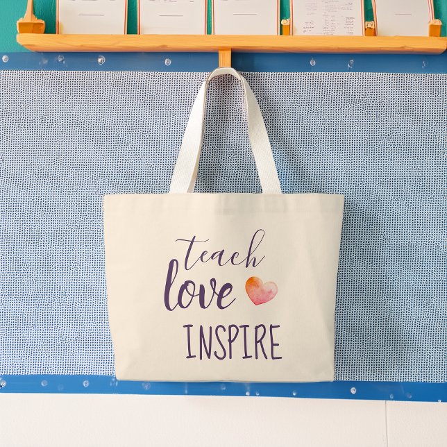 Lehrer Unterrichten Liebe Inspiriert Jumbo Stoffbeutel (Teachers Teach Love Inspire Large Tote Bag)