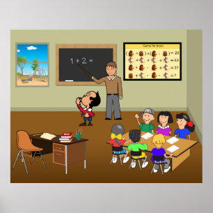 Lehrer unterrichtet Kinder im Matheunterricht - Sü Poster